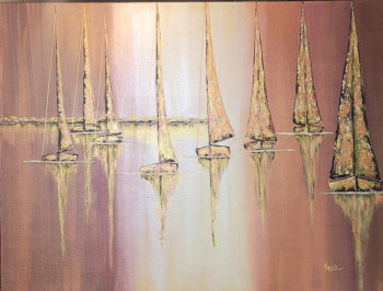 Named contemporary work « VOILES CUIVREES », Made by GHISLAINE LECA