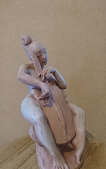 Named contemporary work « La violoncelliste », Made by SYLVIE CHAVEYRIAT