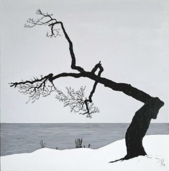 Named contemporary work « L'hiver au bord du Léman », Made by STEFAN