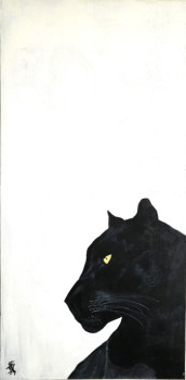 Named contemporary work « Black panther under the light of the white moon », Made by STEFAN