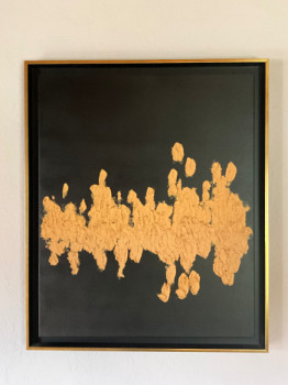 Named contemporary work « Golden Rush,  Original Acrylic and mixed media on canvas, framed in black and gold », Made by PATRICK PRUDHOMME
