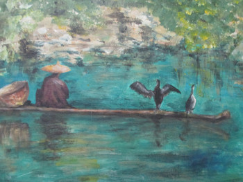 Named contemporary work « Pêcheur au cormoran », Made by MARIKA