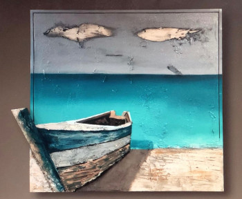 Named contemporary work « The boat ( Le bateau) 3500€ », Made by XHELOART