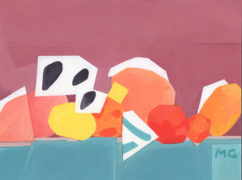 Named contemporary work « Nature morte aux oranges », Made by MARTINE GIRARD