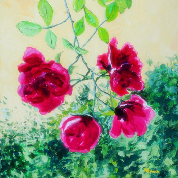 Named contemporary work « LES PIVOINES ARBUSTIVES », Made by NANOU B