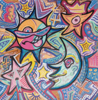 Named contemporary work « La Lune Le Soleil et des Etoiles », Made by COPAINTER72