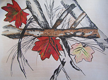 Named contemporary work « feuilles d'automne », Made by ELIZABETH GARCES