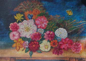 Named contemporary work « fleurs du jardin de nuit », Made by KOZAR