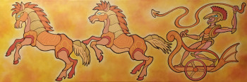 Named contemporary work « Char tiré par 2 méca-chevaux », Made by COPAINTER72