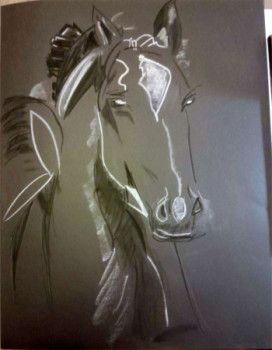 Named contemporary work « Cheval Pastel Noir », Made by GALIA LETTRY