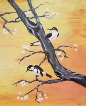 Named contemporary work « Oiseaux japonais », Made by ANNE LEFèVRE RéMY