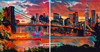 Named contemporary work « New York City & Brooklyn bridge », Made by PERIQUET.ARTEATREVIDO