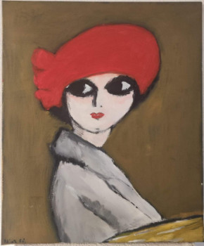 Named contemporary work « D'après La dame au bonnet rouge de Van dengen », Made by PATRICK FOI