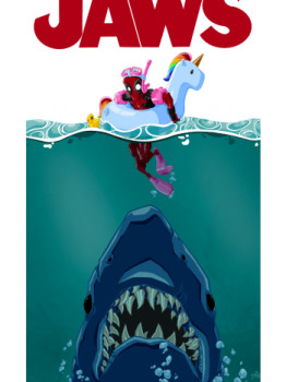Named contemporary work « Jaws vs Deadpool », Made by JO SKETCH ART