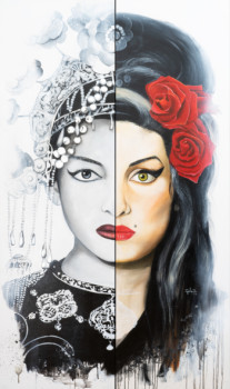 Named contemporary work « Cantantes Maria Callas y Amy Winehouse », Made by CARMEN LóPEZ 3