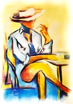 Named contemporary work « Femme au chapeau », Made by LAMB'