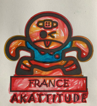 Named contemporary work « Les Bab’s Akatittude Rugby Aquarelle 01 », Made by ERIC ERIC