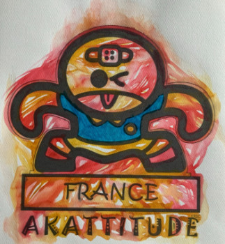 Named contemporary work « Les Bab’s Akatittude Rugby Aquarelle 02 », Made by ERIC ERIC