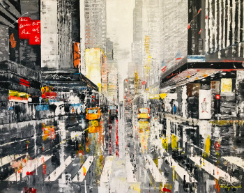 Named contemporary work « New York sous la pluie », Made by ALAIN EYNAUD