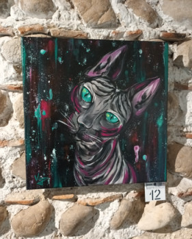 Named contemporary work « Animal - Chat égyptien - street art », Made by CéDRIC CRéA