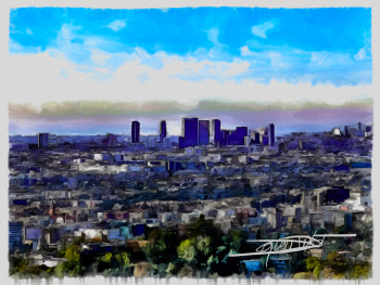 Named contemporary work « los angeles downtown », Made by DOMINIQUE DULOT DIGITAL