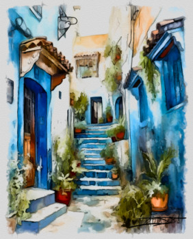 Named contemporary work « ruelle tunisienne », Made by DOMINIQUE DULOT DIGITAL