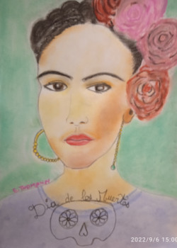 Named contemporary work « E Dia de la muerte Frieda Kahlo », Made by ELLE *