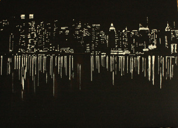 Named contemporary work « By night », Made by MONIQUE CAMBRAI