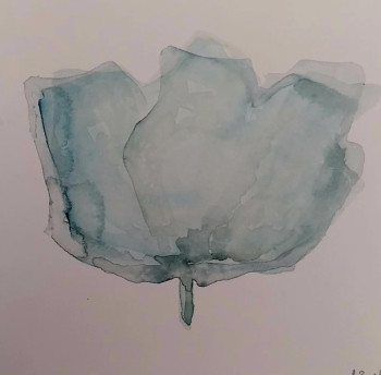 Named contemporary work « Fleur bleue », Made by CATHERINE GAJAC