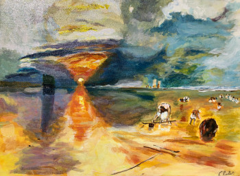 Named contemporary work « Plage de Calais », Made by FRANçOIS ROCHET