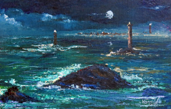 Named contemporary work « la pointe du Raz quand "la vieille" s'éveille. », Made by MICHEL HAMELIN