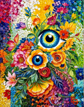 Named contemporary work « Unveil the Mystery. See the World Through Floral Eyes. Immerse Yourself in Vibrant Surreal Beauty. », Made by ELEGANTCHIKOVA