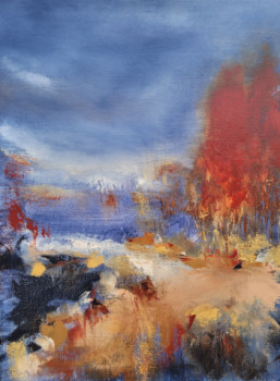 Named contemporary work « Arbres sous l'orage », Made by NADINE DE LESPINATS