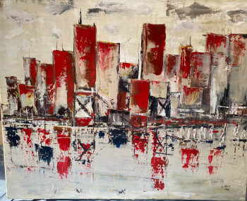 Named contemporary work « l'Entre de tours rouge », Made by ERNIE