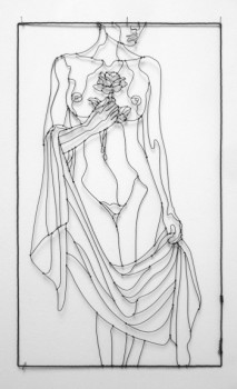 Named contemporary work « Femme nue à la rose », Made by DIANA DELAPLACE