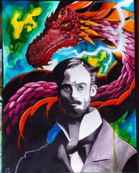 Named contemporary work « Auguste Renoir et le Dragon », Made by NICO_SKETCHART