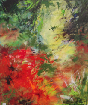 Named contemporary work « En rouge et vert », Made by FLORE.M