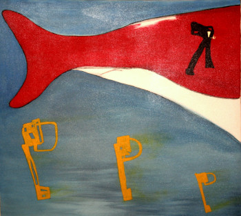 Named contemporary work « Whale in the Sky », Made by FRANK GILSON