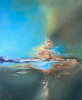 Named contemporary work « Ciel bleu et nuages autour du Mont », Made by JEAN PIERRE SALLE