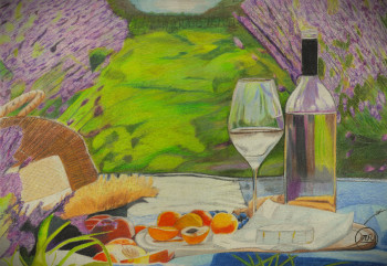 Named contemporary work « Pique-nique en Provence », Made by PIRDESSINS