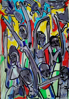 Named contemporary work « Foule », Made by THEPAULT JOEL