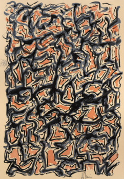 Named contemporary work « Création S127. Format 40 x 30. Scriptoglyphes à l'encre », Made by JEAN-JACQUES MARIE