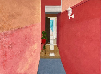 Named contemporary work « L'Entrée Rouge », Made by LE.KERMOKO