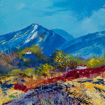 Named contemporary work « Terres de Provence - Huile au couteau », Made by PATRICK BAUQUEL