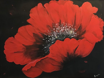 Named contemporary work « Comme un coquelicot », Made by JACQUELINE