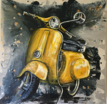 Named contemporary work « VESPA JAUNE », Made by KOOKOO