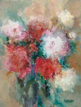 Named contemporary work « Bouquet de Fleurs Abstrait », Made by IRYNA MALYNOVSKA