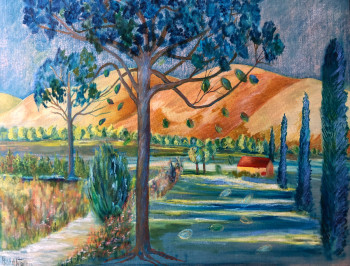 Named contemporary work « Paysage d'Italie », Made by HUGHES DE LA TAILLE