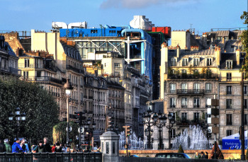 Named contemporary work « Beaubourg et les quais de Seine », Made by BATTOIA OU LE CAPRICIEUX PHOTOGRAPHE