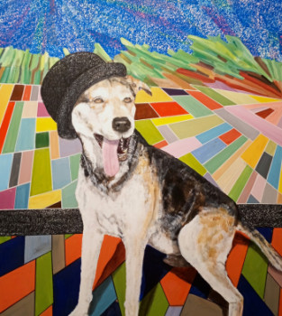 Named contemporary work « Le chien au chapeau melon », Made by FABRICE GRUX